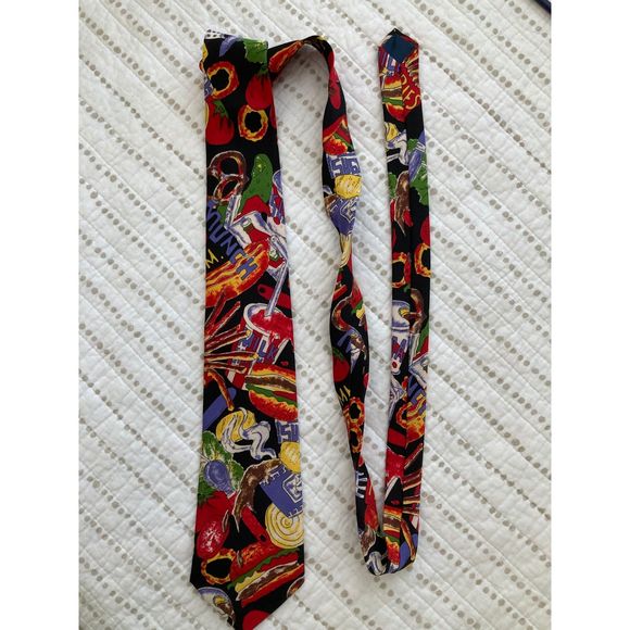 Next Exit Fast food Snack Print Neck Tie - Picture 3 of 3